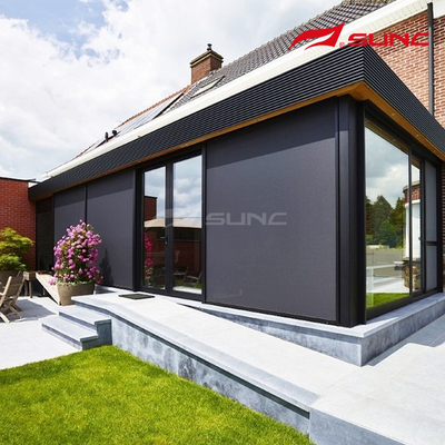 Customizable Outdoor Zip Track Blinds In Dark Grey / White / Custom Made Colour Long Lasting