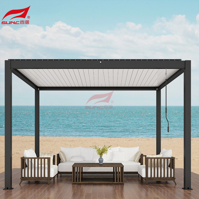 Windproof Retractable Louver Aluminum Pergola Outdoor Manual Patio Pergola