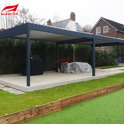 4x4m Outdoor Motorized Aluminum Pergola With Louver Roof Garden Building