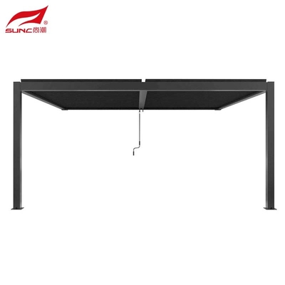 4x4m 4x3m Black Wall-mounted Aluminium Manual Louvered Pergola Outdoor Garden Building Gazebo