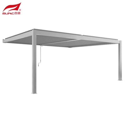 3x3m Wall-mounted Aluminium Manual Louvered Pergola Customized Gery Outdoor Garden Building