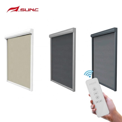 SUNC Motorized Outdoor Roller Blinds Patio Screen Mesh Retractable Ziptrack Blinds
