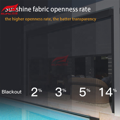SUNC Motorized Outdoor Roller Blinds Patio Screen Mesh Retractable Ziptrack Blinds