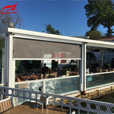 SUNC Motorized Outdoor Roller Blinds Patio Screen Mesh Retractable Ziptrack Blinds