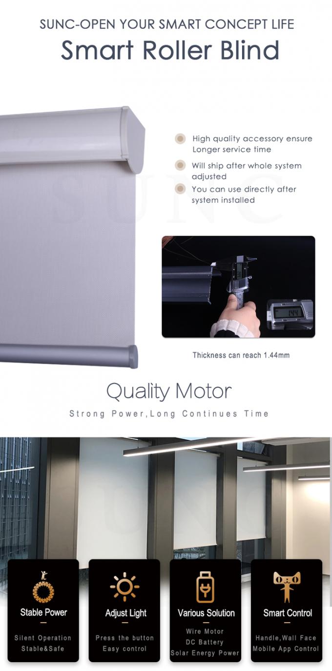 La pantalla ciega automática eléctrica motorizada diy de encargo de la cortina de la sombra de rodillo de la ventana de la tela del apagón de SUNC cubre el sistema determinado completo