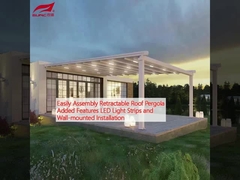 Gemakkelijk te monteren terugtrekbaar dak Pergola Toegevoegde functies LED-lichtstrips en muurmontage