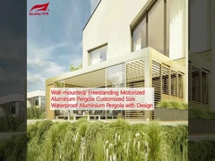 Wandmontage/vrijstaande gemotoriseerde aluminiumpergola maatwerk Waterdicht aluminiumpergola met ontwerp