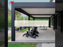 Pergola van wit gemotoriseerd aluminium, aan de muur gemonteerd of vrijstaand met afstandsbediening en integratie van slimme woningen