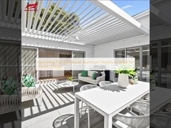 Zwembad gemotoriseerde aluminium pergola in wit voor tuinontwerp