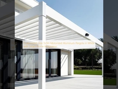 Aangepaste maat 3x3m gemotoriseerde aluminium pergola in wit met smart home integratie
